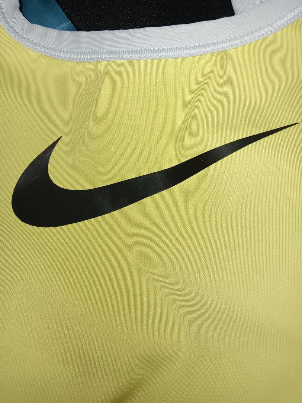Nike Yellow and Navy Colorblock Racerback Swim Top